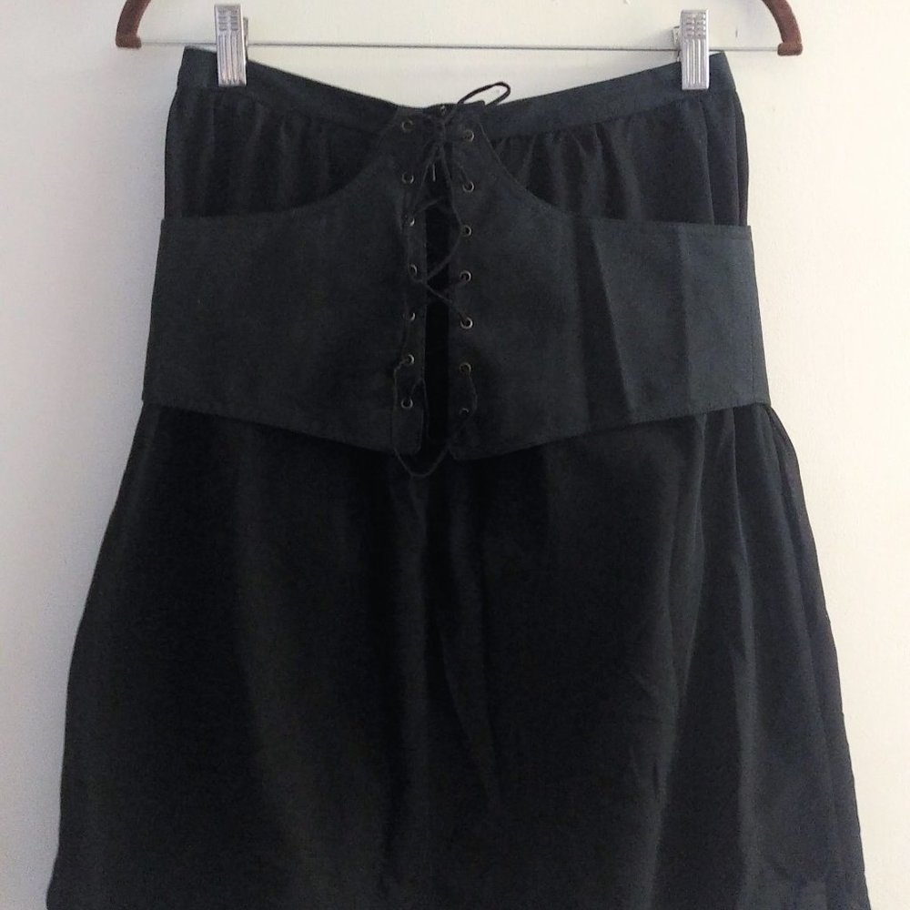Black Skirt with Two Leatherette Pockets - Picture 1 of 8
